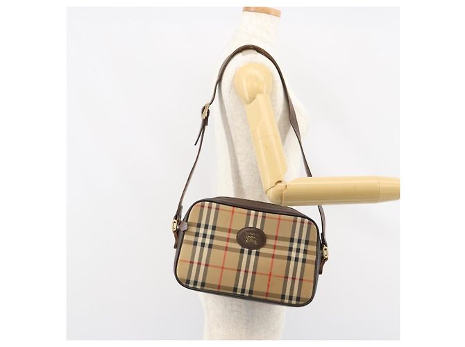 Autre Marque Borsa a Spalla Burberrys Nova Check in Tela Beige Oro Auth 151396 D'oro - vista 20