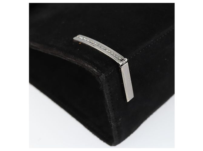 Salvatore Ferragamo Handtasche aus Wildleder Schwarz Silber Auth BA7548 - Ansicht 11