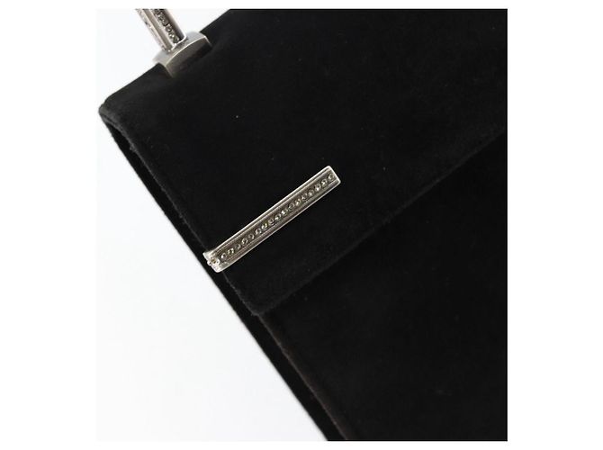 Salvatore Ferragamo Handtasche aus Wildleder Schwarz Silber Auth BA7548 - Ansicht 14