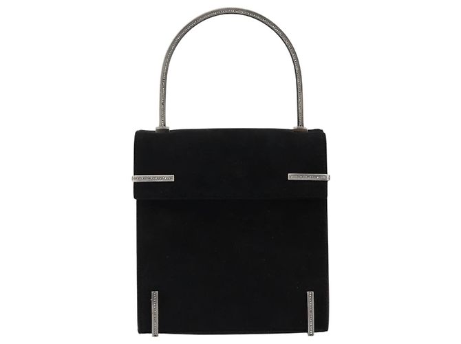 Salvatore Ferragamo Handtasche aus Wildleder Schwarz Silber Auth BA7548 - Ansicht 2