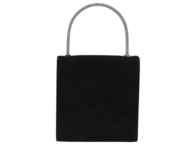 Salvatore Ferragamo Handtasche aus Wildleder Schwarz Silber Auth BA7548 - Ansicht 3