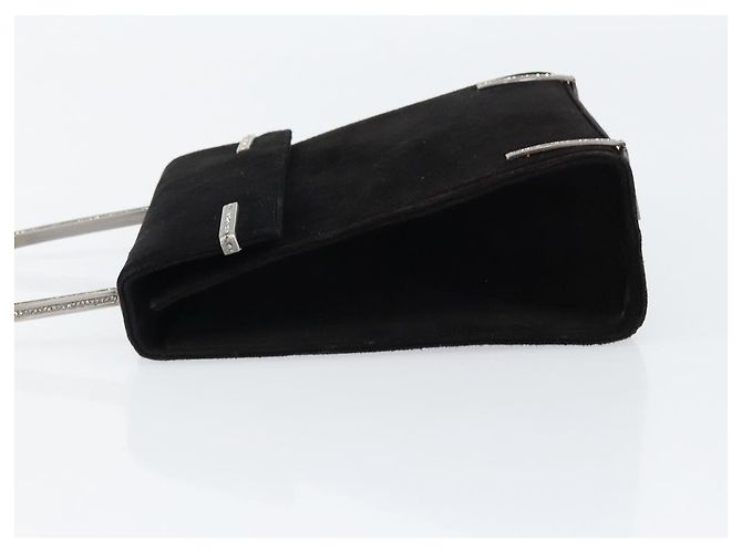 Salvatore Ferragamo Handtasche aus Wildleder Schwarz Silber Auth BA7548 - Ansicht 5