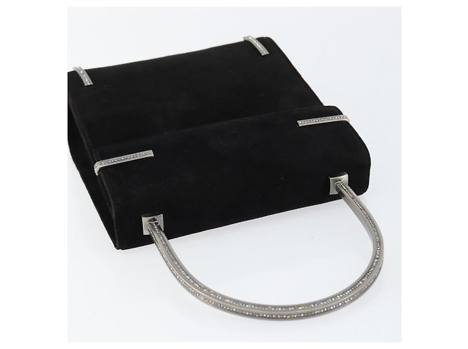 Salvatore Ferragamo Handtasche aus Wildleder Schwarz Silber Auth BA7548 - Ansicht 6