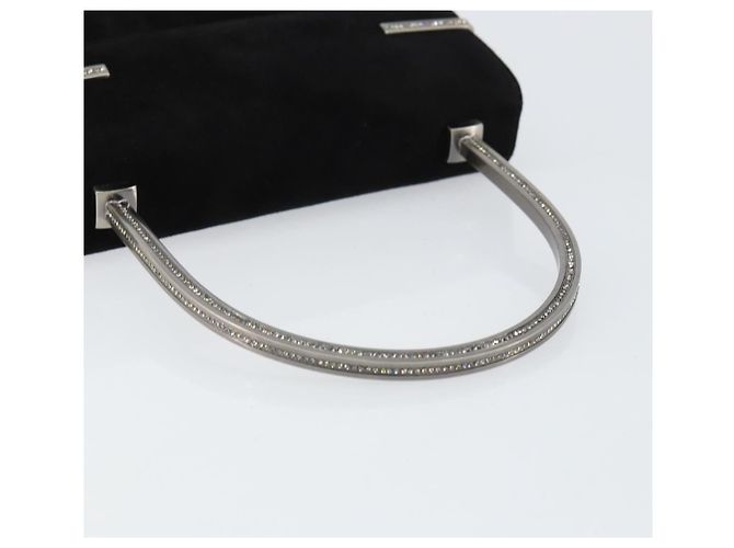 Salvatore Ferragamo Handtasche aus Wildleder Schwarz Silber Auth BA7548 - Ansicht 7