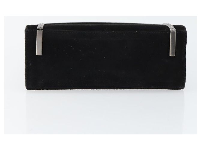 Salvatore Ferragamo Handtasche aus Wildleder Schwarz Silber Auth BA7548 - Ansicht 9