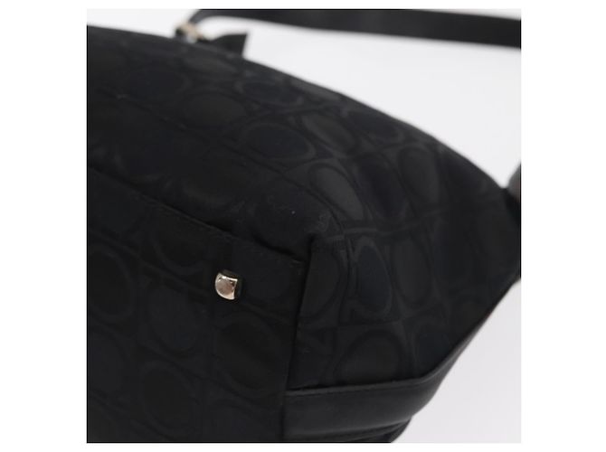 Borsa a Spalla Gancini in Pelle Nylon Nera Argento Salvatore Ferragamo Auth bs30802 Nero - vista 11