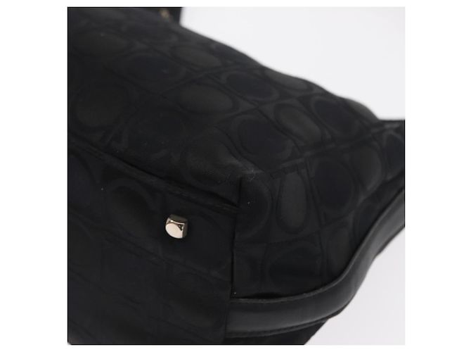 Borsa a Spalla Gancini in Pelle Nylon Nera Argento Salvatore Ferragamo Auth bs30802 Nero - vista 13