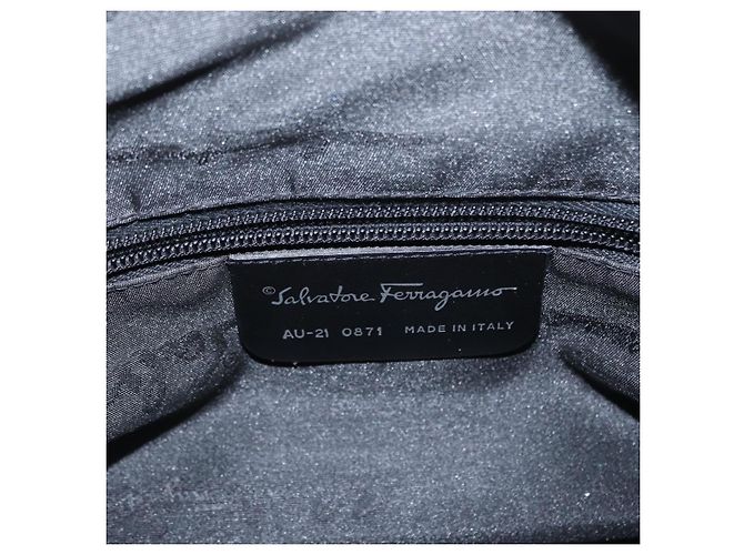 Borsa a Spalla Gancini in Pelle Nylon Nera Argento Salvatore Ferragamo Auth bs30802 Nero - vista 15