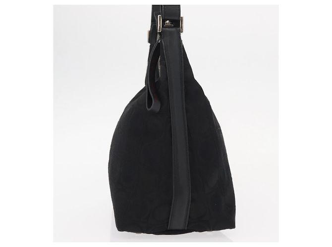 Borsa a Spalla Gancini in Pelle Nylon Nera Argento Salvatore Ferragamo Auth bs30802 Nero - vista 5
