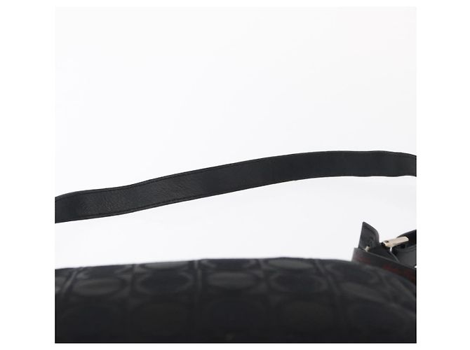 Borsa a Spalla Gancini in Pelle Nylon Nera Argento Salvatore Ferragamo Auth bs30802 Nero - vista 8