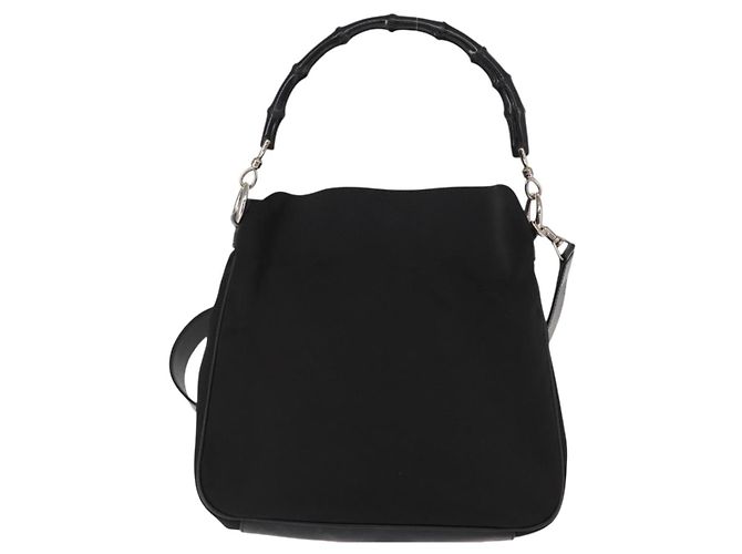 Borsa a Spalla GUCCI Bamboo Nylon 2way Nero Argento 001 1638 Auth ep11989 - vista 2