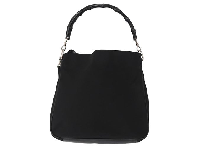Borsa a Spalla GUCCI Bamboo Nylon 2way Nero Argento 001 1638 Auth ep11989 - vista 3