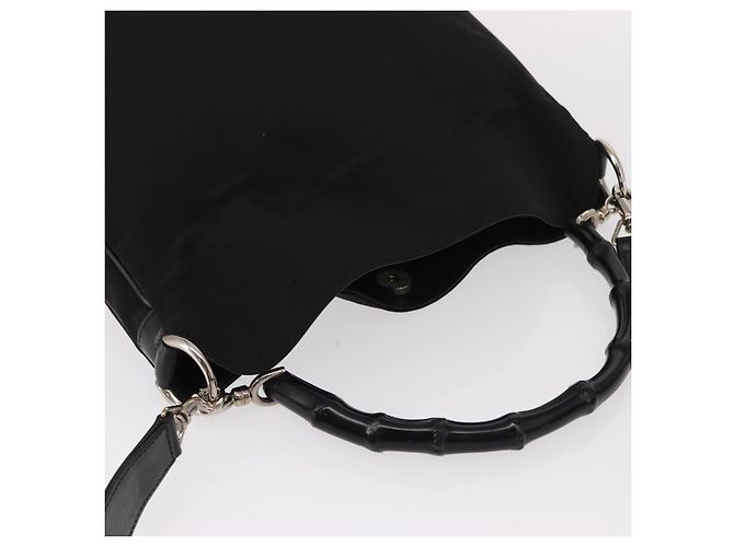 Borsa a Spalla GUCCI Bamboo Nylon 2way Nero Argento 001 1638 Auth ep11989 - vista 6