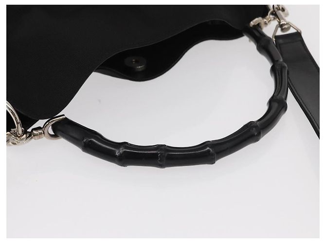 Borsa a Spalla GUCCI Bamboo Nylon 2way Nero Argento 001 1638 Auth ep11989 - vista 7