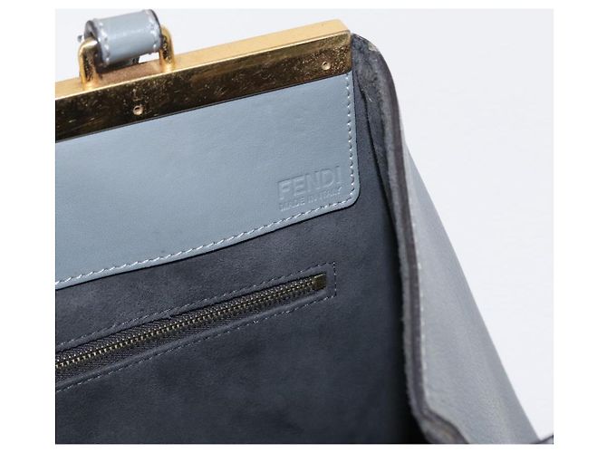 FENDI Trois Jules Borsa a Mano in Pelle 2in1 Grigio Oro Auth ep11480 Marrone D'oro - vista 10
