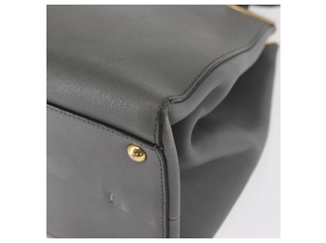 FENDI Trois Jules Borsa a Mano in Pelle 2in1 Grigio Oro Auth ep11480 Marrone D'oro - vista 16