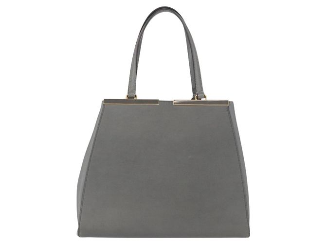FENDI Trois Jules Borsa a Mano in Pelle 2in1 Grigio Oro Auth ep11480 Marrone D'oro - vista 2