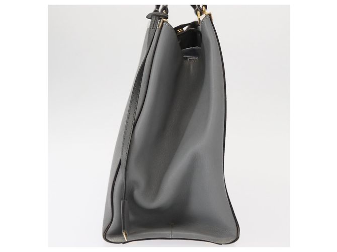 FENDI Trois Jules Borsa a Mano in Pelle 2in1 Grigio Oro Auth ep11480 Marrone D'oro - vista 3