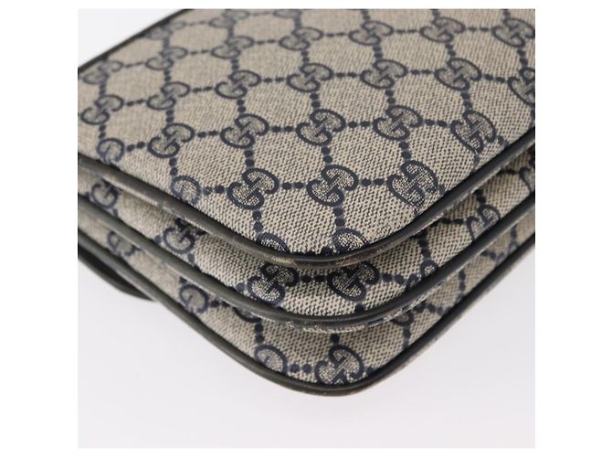 Gucci Borsa a Spalla GG Supreme in PVC Navy Gold 004 106 0024 Auth 152571 D'oro Blu navy - vista 13