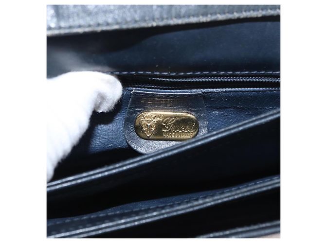 Gucci Borsa a Spalla GG Supreme in PVC Navy Gold 004 106 0024 Auth 152571 D'oro Blu navy - vista 18