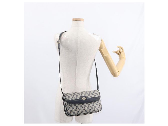 Gucci Borsa a Spalla GG Supreme in PVC Navy Gold 004 106 0024 Auth 152571 D'oro Blu navy - vista 26