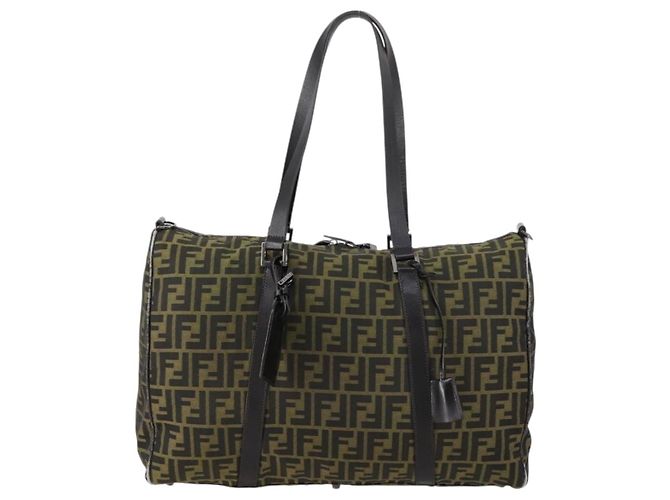 FENDI Zucca Canvas Tote Bag Schwarz Braun Auth 150286 - Ansicht 13