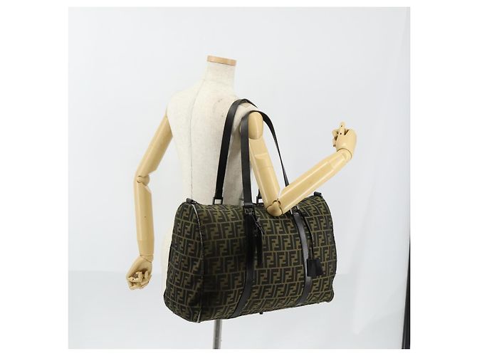 FENDI Zucca Canvas Tote Bag Schwarz Braun Auth 150286 - Ansicht 24