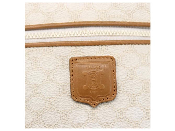 Céline Bolsa de ombro em lona Macadam CELINE em couro PVC branco e dourado Auth 152580 - vista 14