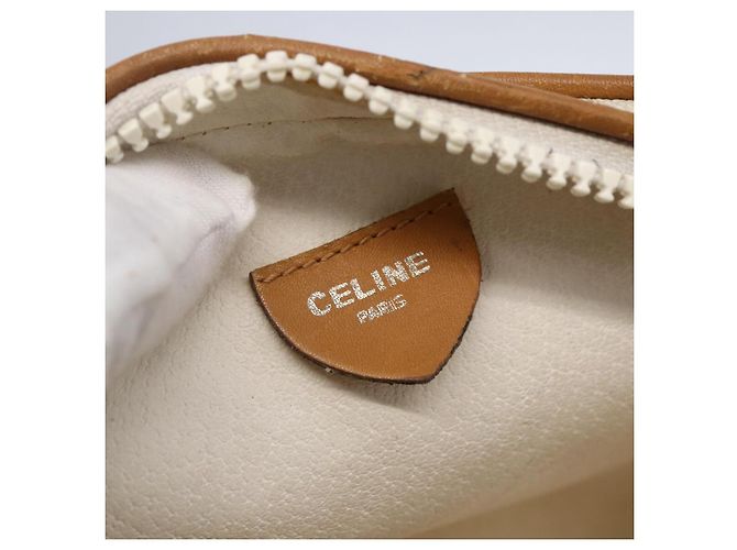 Céline Bolsa de ombro em lona Macadam CELINE em couro PVC branco e dourado Auth 152580 - vista 16