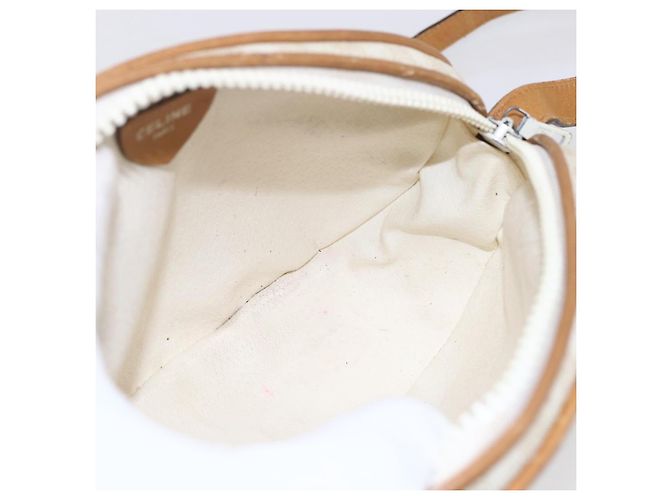 Céline Bolsa de ombro em lona Macadam CELINE em couro PVC branco e dourado Auth 152580 - vista 18