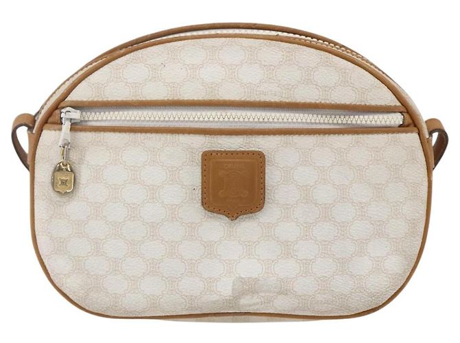 Céline Bolsa de ombro em lona Macadam CELINE em couro PVC branco e dourado Auth 152580 - vista 2