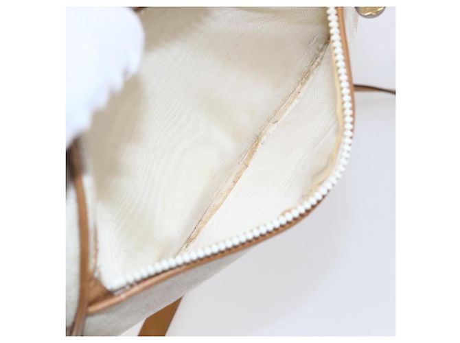 Céline Bolsa de ombro em lona Macadam CELINE em couro PVC branco e dourado Auth 152580 - vista 20