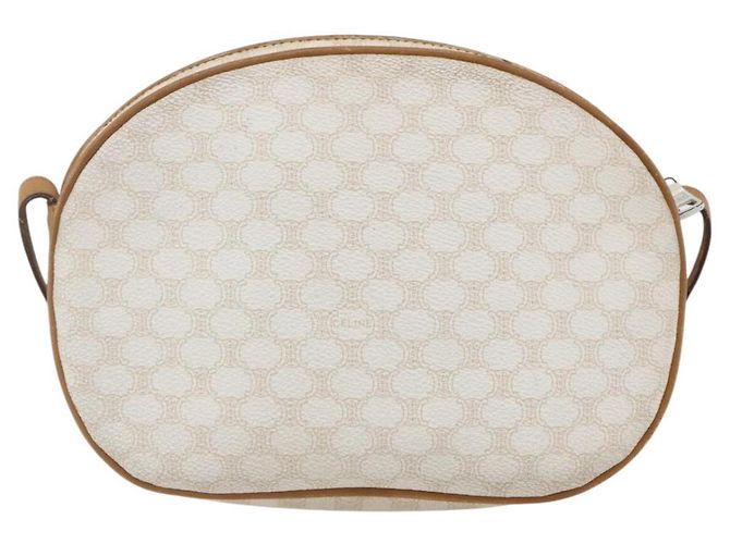Céline Bolsa de ombro em lona Macadam CELINE em couro PVC branco e dourado Auth 152580 - vista 3