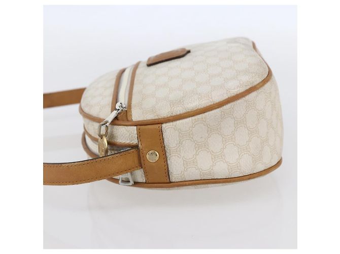 Céline Bolsa de ombro em lona Macadam CELINE em couro PVC branco e dourado Auth 152580 - vista 4