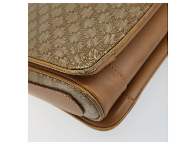 Céline Borsa a Spalla in Tela Macadam CELINE PVC Beige Oro Auth 149632 D'oro - vista 13