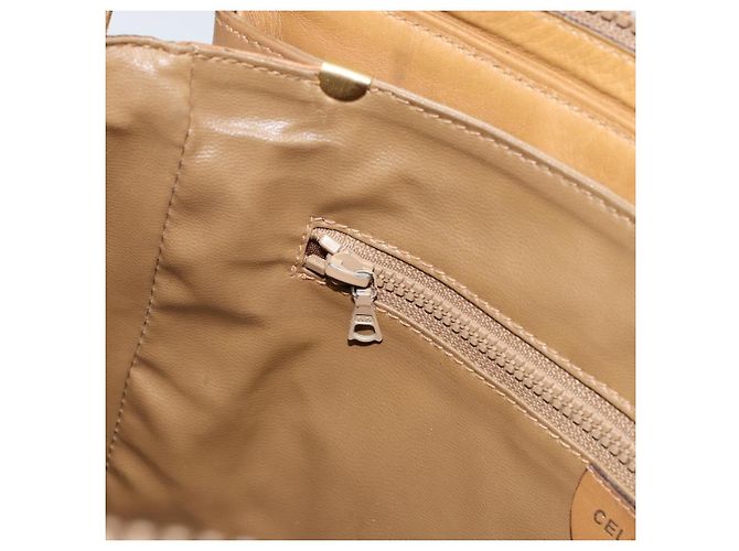 Céline Borsa a Spalla in Tela Macadam CELINE PVC Beige Oro Auth 149632 D'oro - vista 20