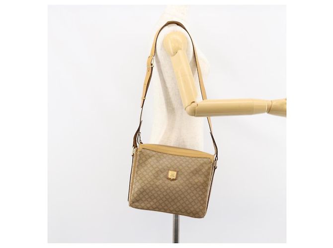 Céline Borsa a Spalla in Tela Macadam CELINE PVC Beige Oro Auth 149632 D'oro - vista 24