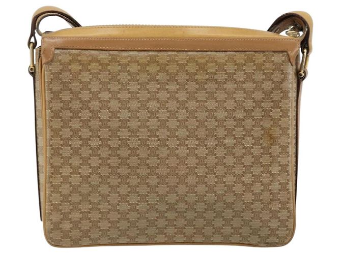 Céline Borsa a Spalla in Tela Macadam CELINE PVC Beige Oro Auth 149632 D'oro - vista 3