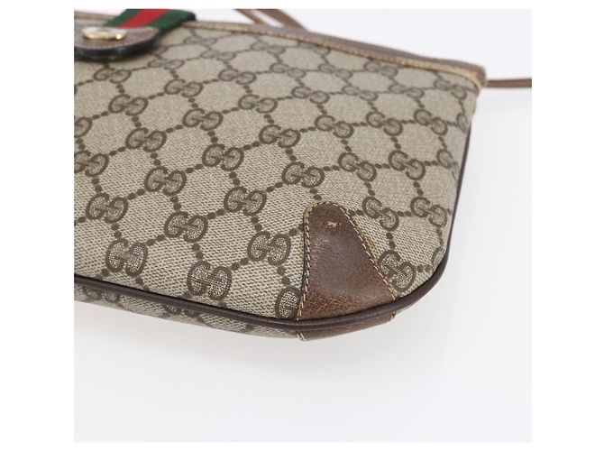 Borsa Gucci GG Supreme Web Sherry Line in PVC Beige Oro Rosso 904 02 026 Auth ka287 D'oro - vista 14
