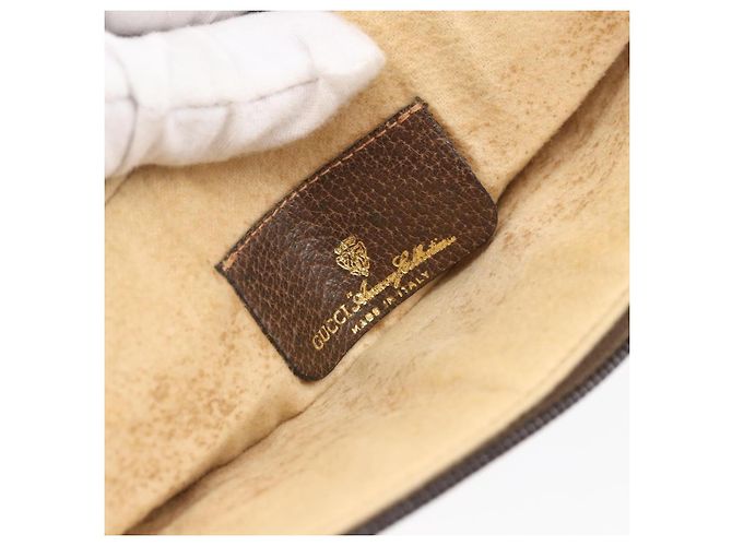 Borsa Gucci GG Supreme Web Sherry Line in PVC Beige Oro Rosso 904 02 026 Auth ka287 D'oro - vista 19