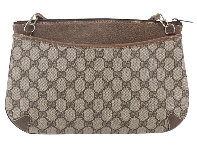 Borsa Gucci GG Supreme Web Sherry Line in PVC Beige Oro Rosso 904 02 026 Auth ka287 D'oro - vista 2