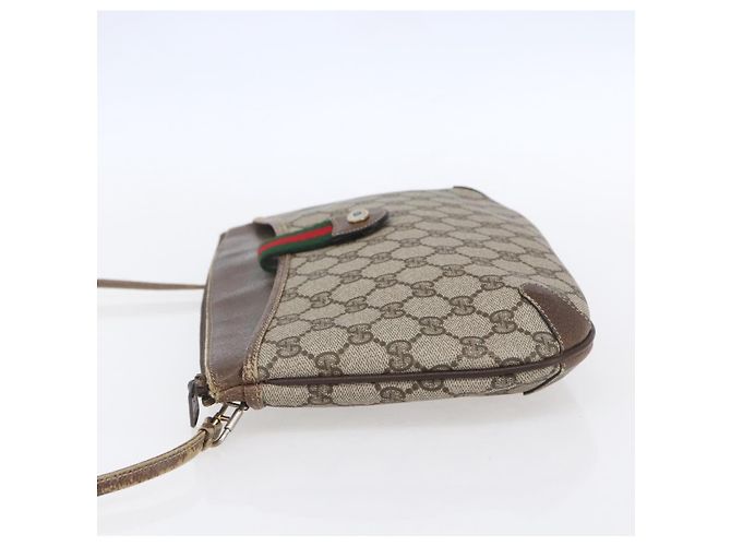 Borsa Gucci GG Supreme Web Sherry Line in PVC Beige Oro Rosso 904 02 026 Auth ka287 D'oro - vista 3