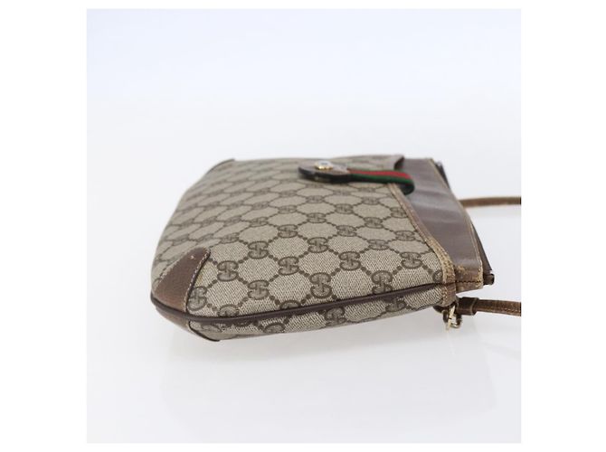 Borsa Gucci GG Supreme Web Sherry Line in PVC Beige Oro Rosso 904 02 026 Auth ka287 D'oro - vista 4
