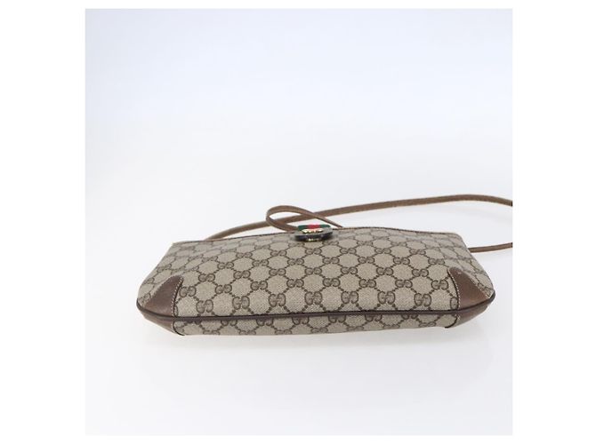 Borsa Gucci GG Supreme Web Sherry Line in PVC Beige Oro Rosso 904 02 026 Auth ka287 D'oro - vista 5