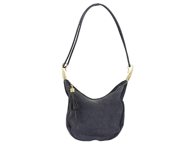 Céline Borsa a Spalla CELINE in Tela Pelle Blu Navy Oro Auth bs31271 D'oro - vista 13