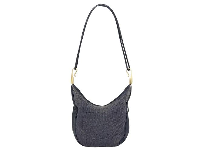 Céline Borsa a Spalla CELINE in Tela Pelle Blu Navy Oro Auth bs31271 D'oro - vista 2