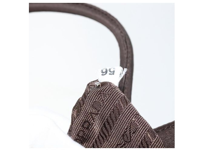 PRADA Borsa a mano in nylon marrone argento autentica 154516 - vista 12