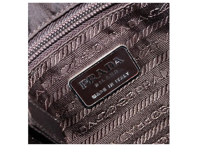 PRADA Borsa a mano in nylon marrone argento autentica 154516 - vista 18