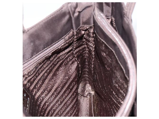 PRADA Borsa a mano in nylon marrone argento autentica 154516 - vista 19