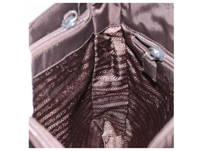 PRADA Borsa a mano in nylon marrone argento autentica 154516 - vista 20